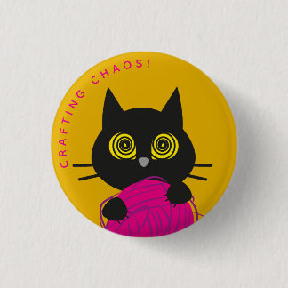 Spiral-Eyed Kuro Catto Badge – Chaotic Yarn Lover