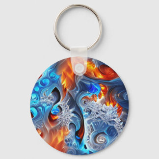 Spiral Fire and Ice Fractal Artwork Key Ring