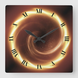 Spiral Fire Vortex ~ Time Portal ~Time Machine ~ Square Wall Clock