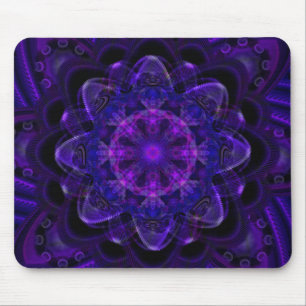 Spiral Flower Fractal Dark Purple UV Pixel Mouse Mat