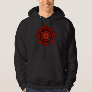 Spiral Flower Fractal Fire Red Pixel Hoodie