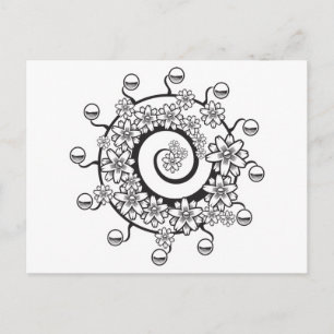 spiral flower tattoo design postcard