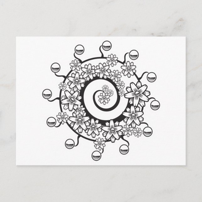 spiral flower tattoo design postcard (Front)