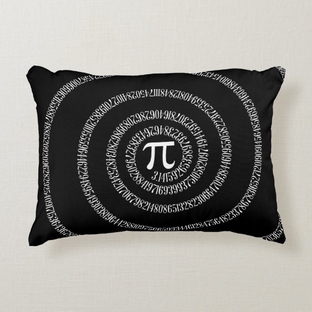 Spiral for Pi Numbers on Black Decorative Cushion (Front)