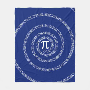 Spiral for Pi Numbers on Navy Blue Decor Fleece Blanket