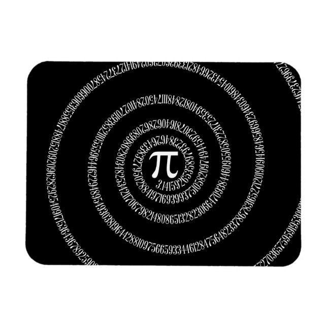 Spiral for Pi on Black Decor Magnet (Horizontal)