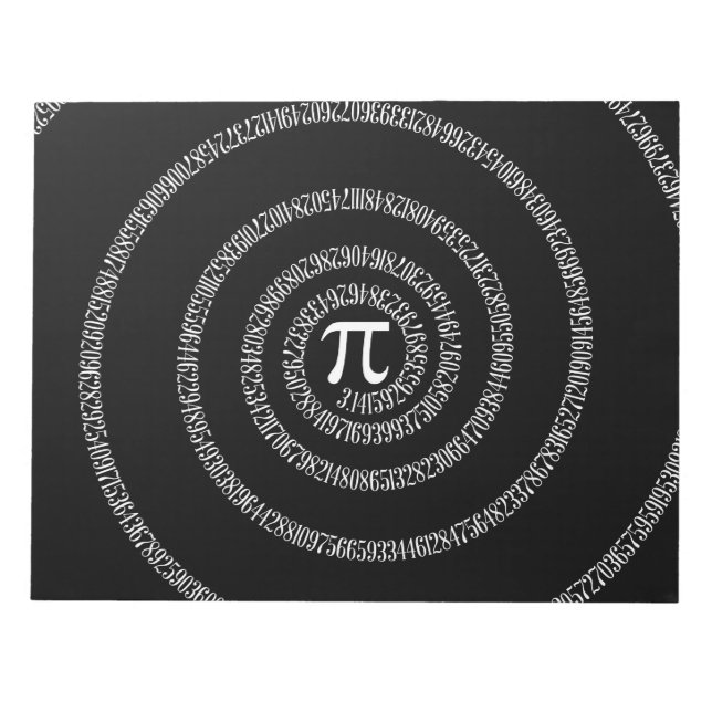 Spiral for Pi on Black Decor Notepad (Front)