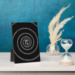 Spiral for Pi on Black Decor Plaque
