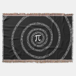 Spiral for Pi on Black Decor Throw Blanket