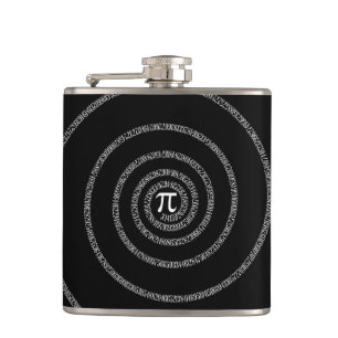 Spiral for Pi on Black Style Hip Flask