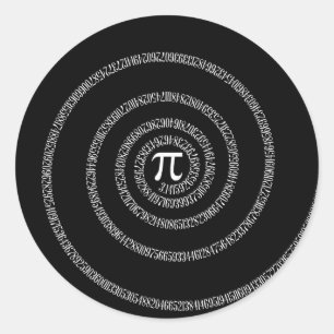 Spiral for Pi on Solid Black Decor Classic Round Sticker