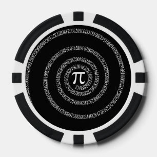 Spiral for Pi on Solid Black Poker Chips