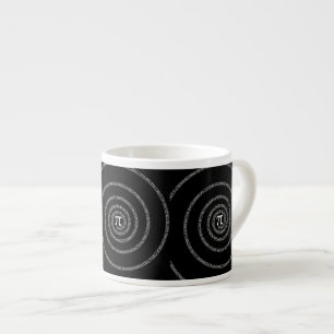 Spiral for Pi Typography on Black Espresso Cup