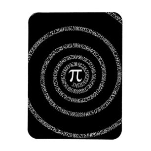 Spiral for Pi Typography on Black Magnet
