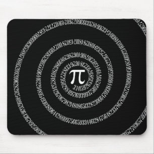 Spiral for Pi Typography on Black Mouse Mat
