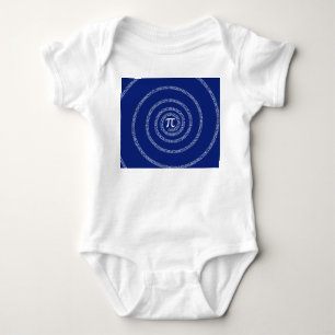 Spiral for Pi Typography on Blue Baby Bodysuit