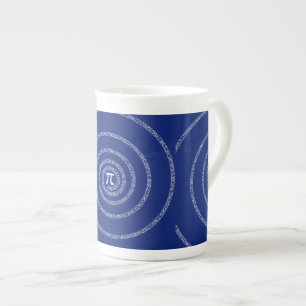 Spiral for Pi Typography on Blue Bone China Mug