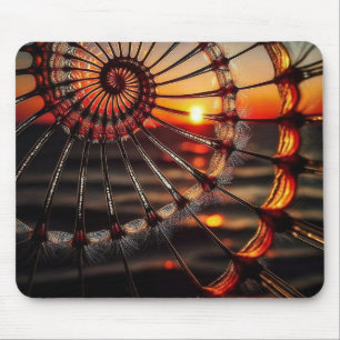 Spiral Fractal Before Ocean Sunset Mouse Mat