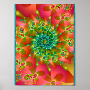 Spiral Fractal Flower Abstract Swirl Art Poster