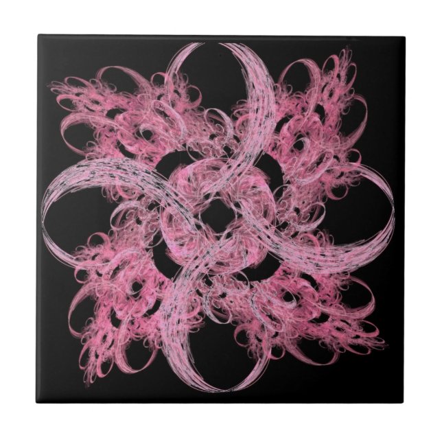 Spiral Fractal in Pink & Black Tile (Front)