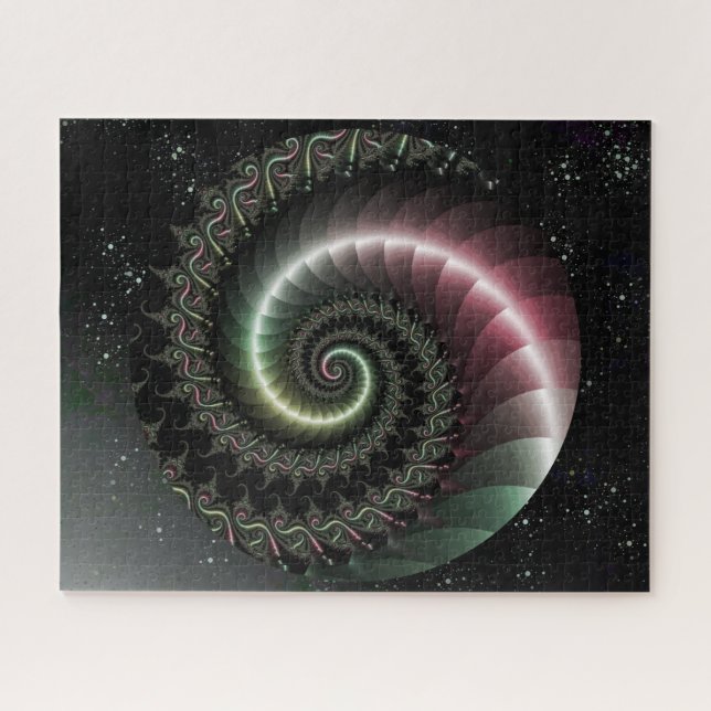 Spiral Fractal on a starry sky jigsaw Puzzle (Horizontal)