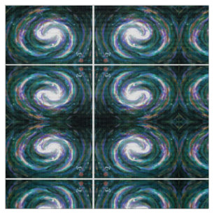 Spiral Galaxy in Space, Dark Green and Purple Fabric