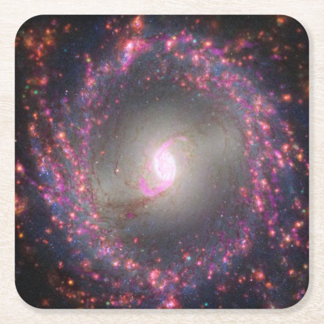 Spiral Galaxy Ngc 3351. Square Paper Coaster (Front)