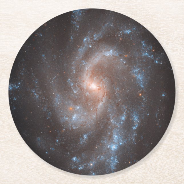 Spiral Galaxy Ngc 5584 Round Paper Coaster (Front)