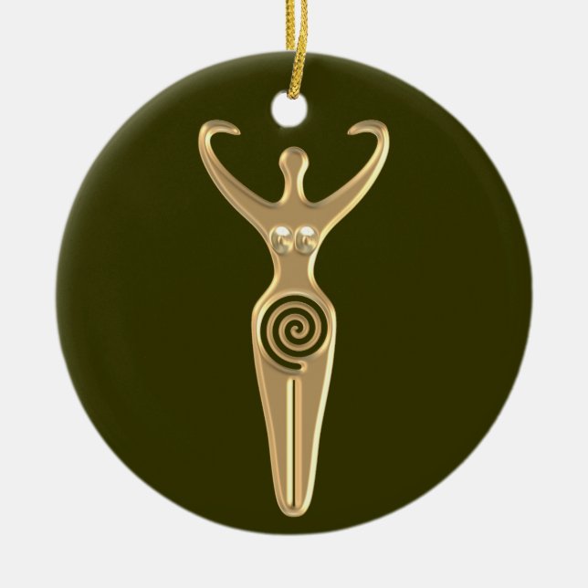Spiral Goddess Ceramic Tree Decoration (Front)