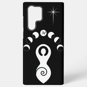 Spiral Goddess Moon Phases Black & White Monogram  Samsung Galaxy Case