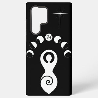 Spiral Goddess Moon Phases Black & White Monogram Samsung Galaxy Case