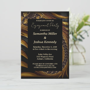 Spiral Gold Fractal Engagement Party Invitation
