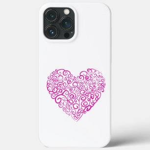 Spiral handwriting pink heart for Valentines Day iPhone 13 Pro Max Case