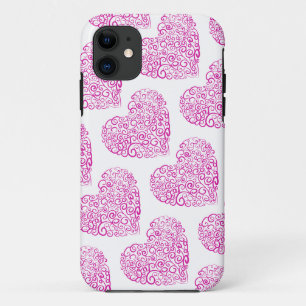 Spiral handwriting pink heart for Valentines Day iPhone 11 Case
