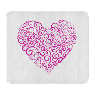 Spiral handwriting pink heart for Valentines Day Cutting Board
