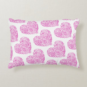 Spiral handwriting pink heart for Valentines Day Decorative Cushion