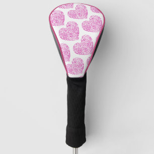 Spiral handwriting pink heart for Valentines Day Golf Head Cover