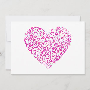 Spiral handwriting pink heart for Valentines Day Holiday Card
