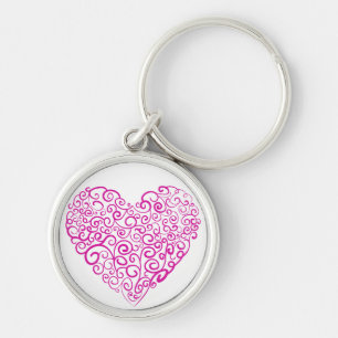 Spiral handwriting pink heart for Valentines Day Key Ring