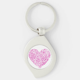 Spiral handwriting pink heart for Valentines Day Key Ring