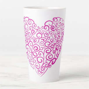 Spiral handwriting pink heart for Valentines Day Latte Mug
