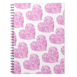 Spiral handwriting pink heart for Valentines Day Notebook