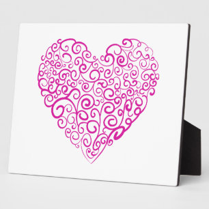 Spiral handwriting pink heart for Valentines Day Plaque