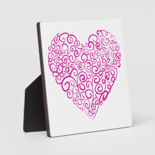 Spiral handwriting pink heart for Valentines Day Plaque