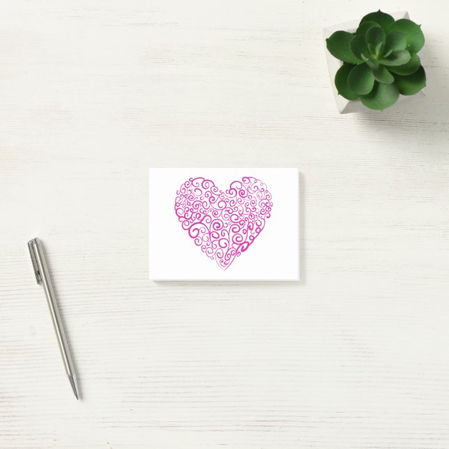 Spiral handwriting pink heart for Valentines Day Post-it Notes (Office)