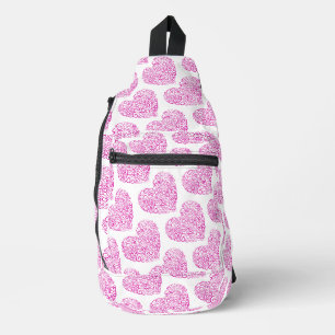 Spiral handwriting pink heart for Valentines Day Sling Bag