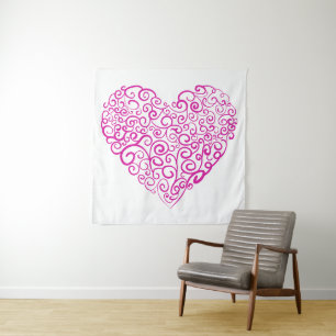 Spiral handwriting pink heart for Valentines Day Tapestry