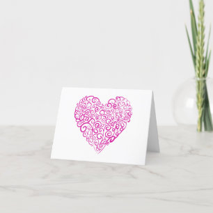 Spiral handwriting pink heart for Valentines Day Thank You Card