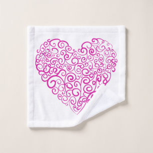 Spiral handwriting pink heart for Valentines Day Wash Cloth