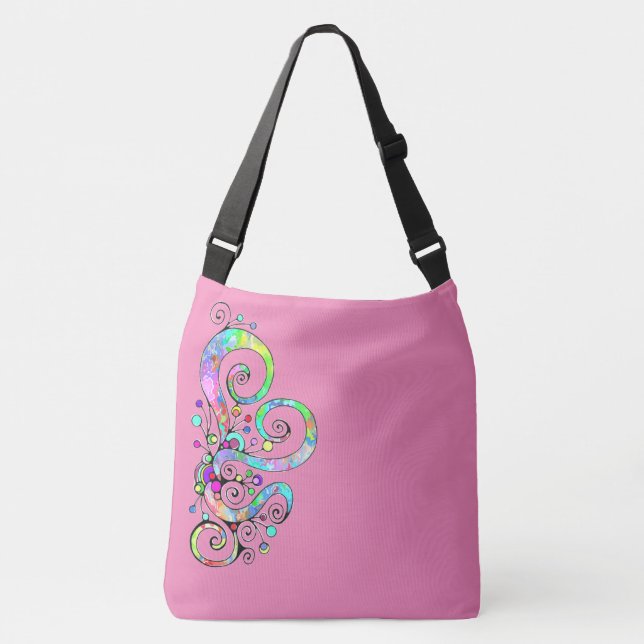 Spiral Heart Hand Painted Design 1 Crossbody Bag (Front)